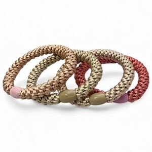 NWT 4-Bundle KKNEKKI Original Hair Ties Elastics in CORAL, WHEAT, SAND, ROSE